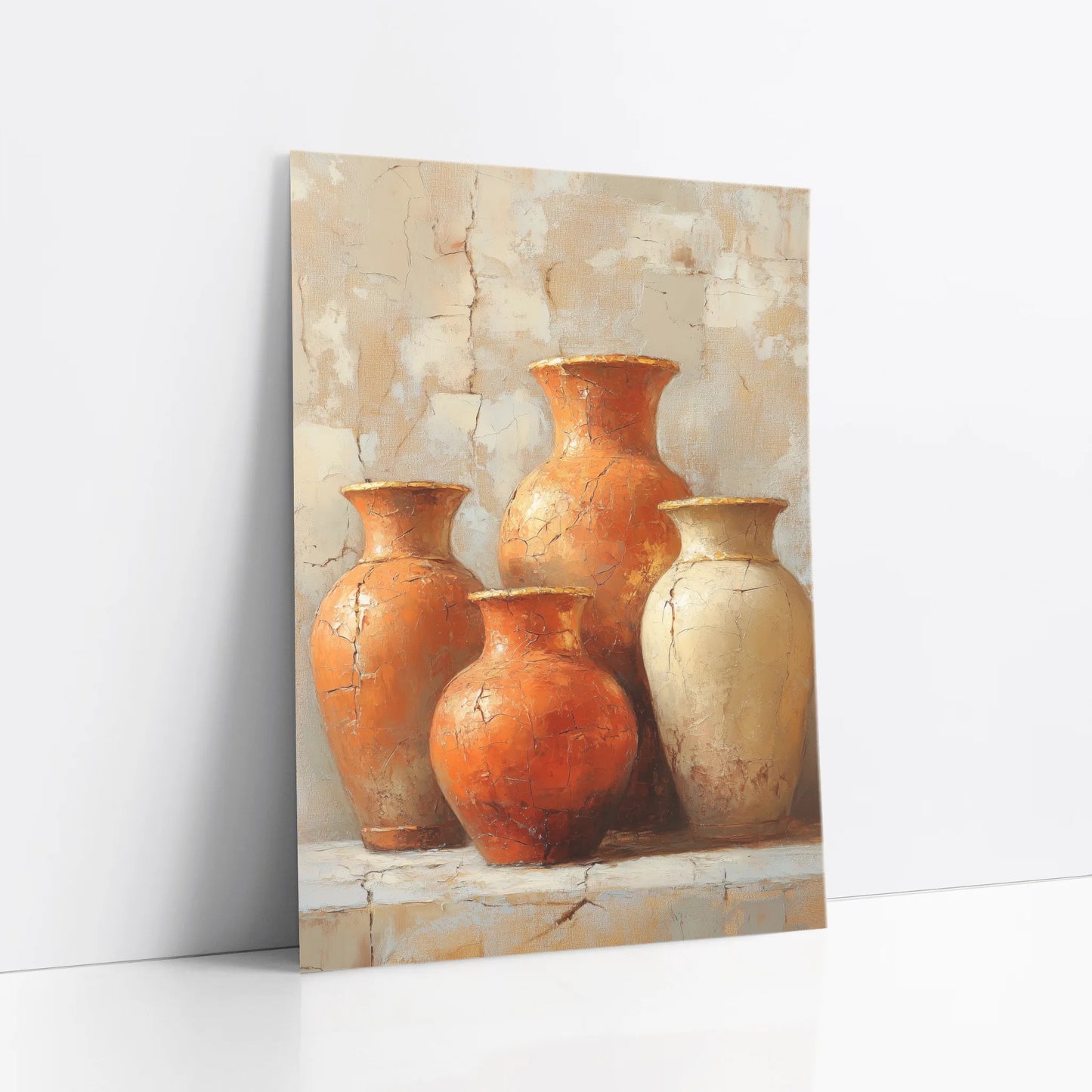 Cracked Pottery Still Life Boho Terracotta art print