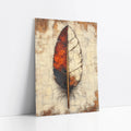 Large Feather Fire Ash Split Boho art print