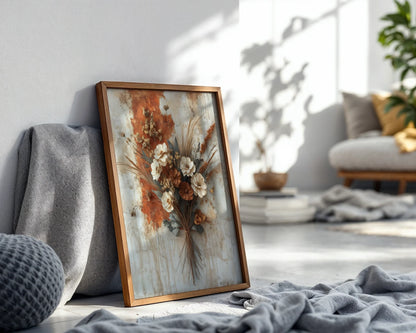 Dried Flower Bouquet Wheat Bound Autumn Boho in room