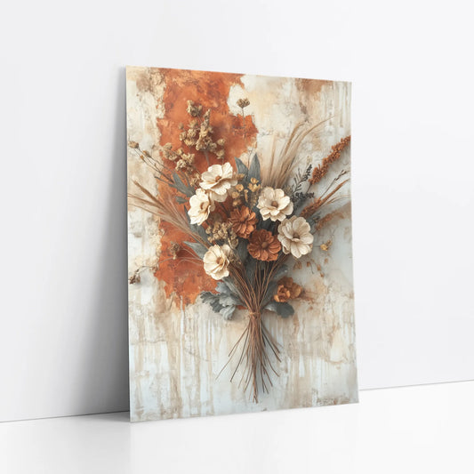 Dried Flower Bouquet Wheat Bound Autumn Boho art print