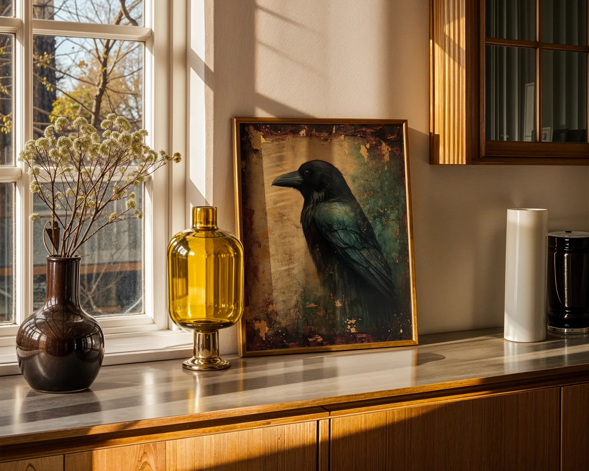 Dark Academia Raven - Gilded Fresco Style in room