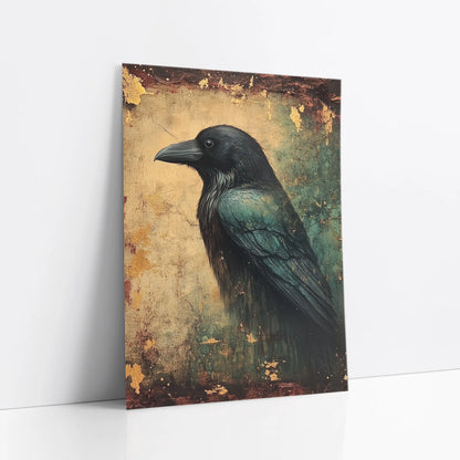 Dark Academia Raven - Gilded Fresco Style art print