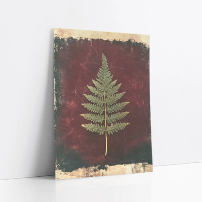Pressed Fern Botanical Victorian Burgundy art print