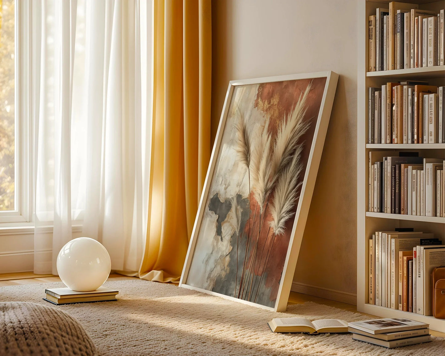 Pampas Grass Terra Cotta Boho Weathered in room