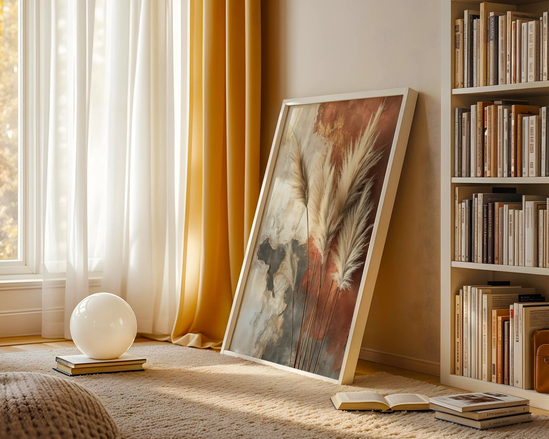 Pampas Grass Terra Cotta Boho Weathered in room