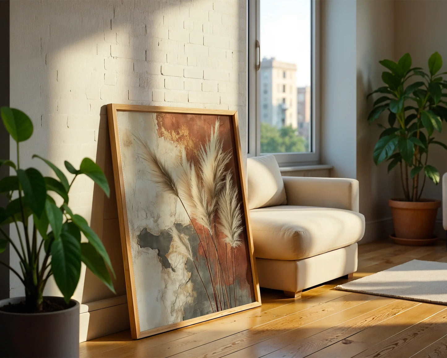 Pampas Grass Terra Cotta Boho Weathered in room