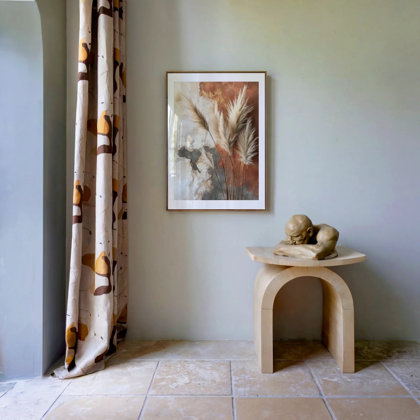 Pampas Grass Terra Cotta Boho Weathered in room