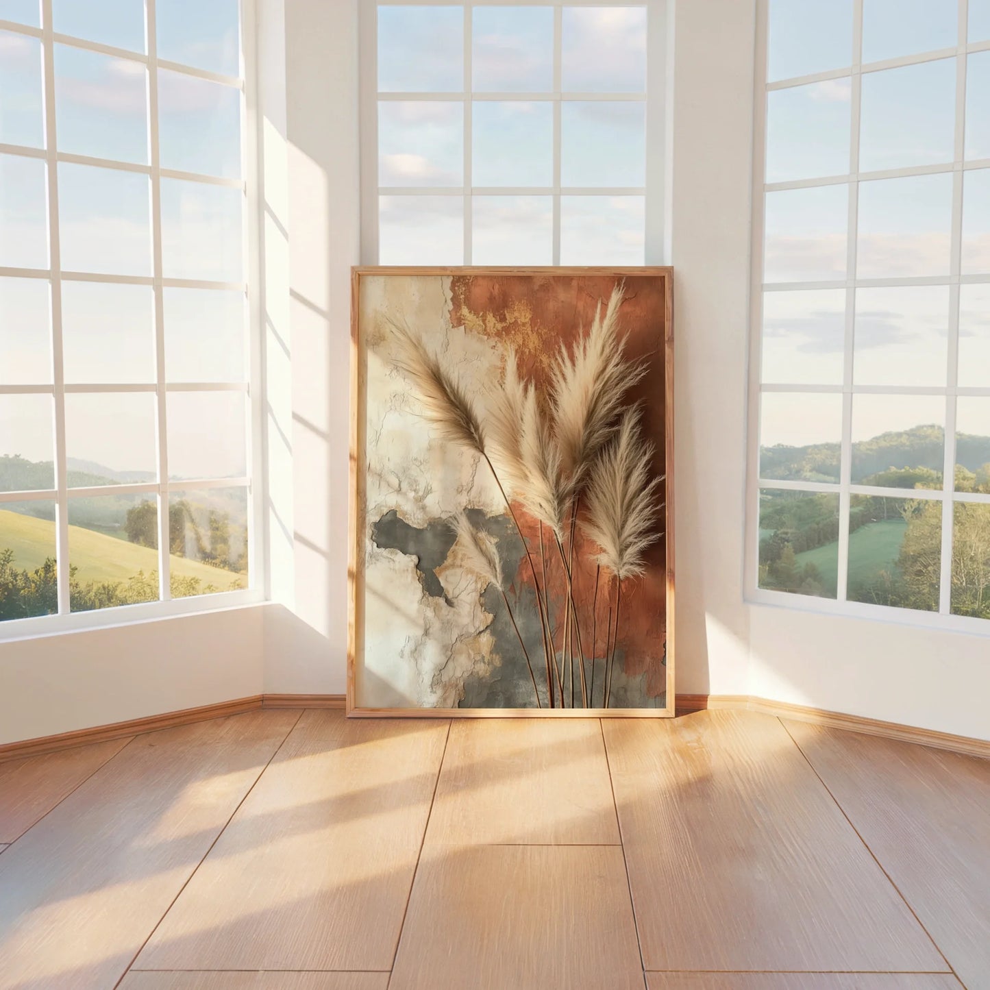 Pampas Grass Terra Cotta Boho Weathered in room