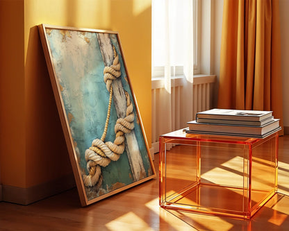 Coastal Rope Art Turquoise Dock Posts in room