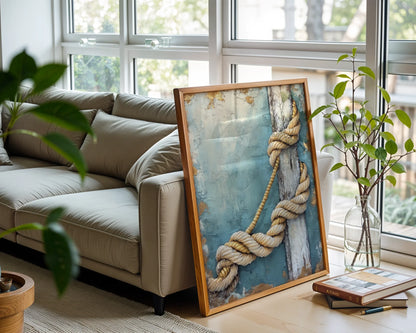 Coastal Rope Art Turquoise Dock Posts in room