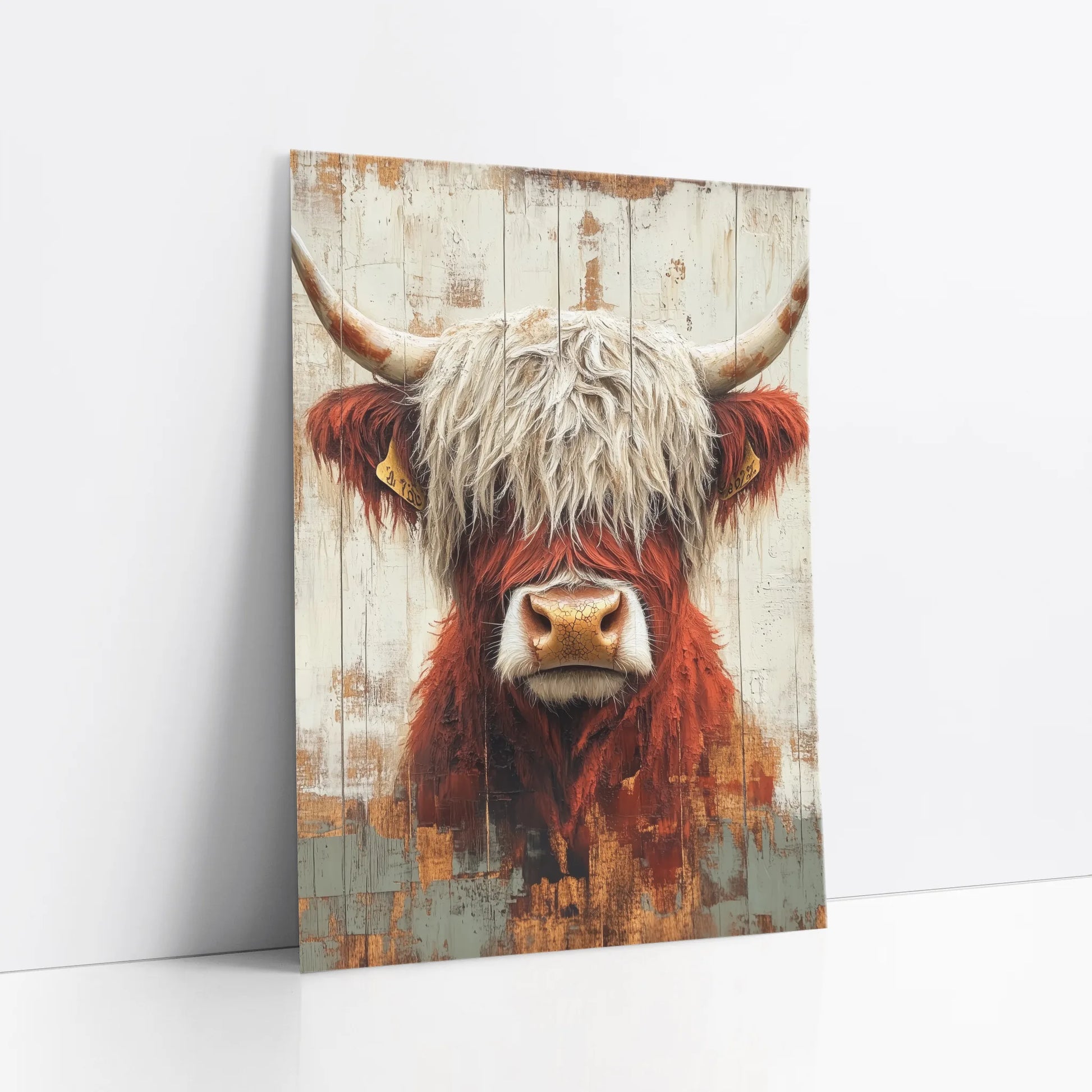 Highland Cow Art Farmhouse Barn Wood art print