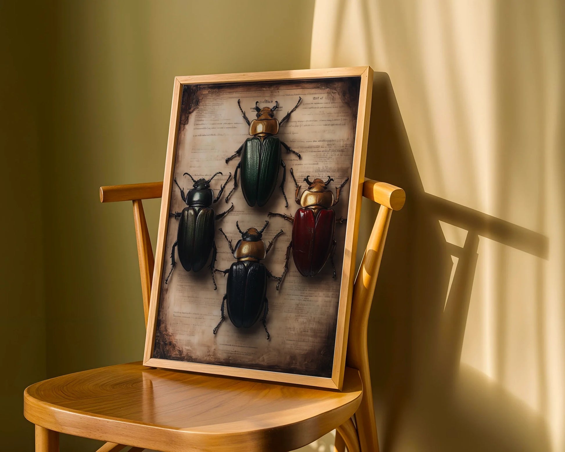 Entomology Art Dark Academia Beetle Manuscript in room
