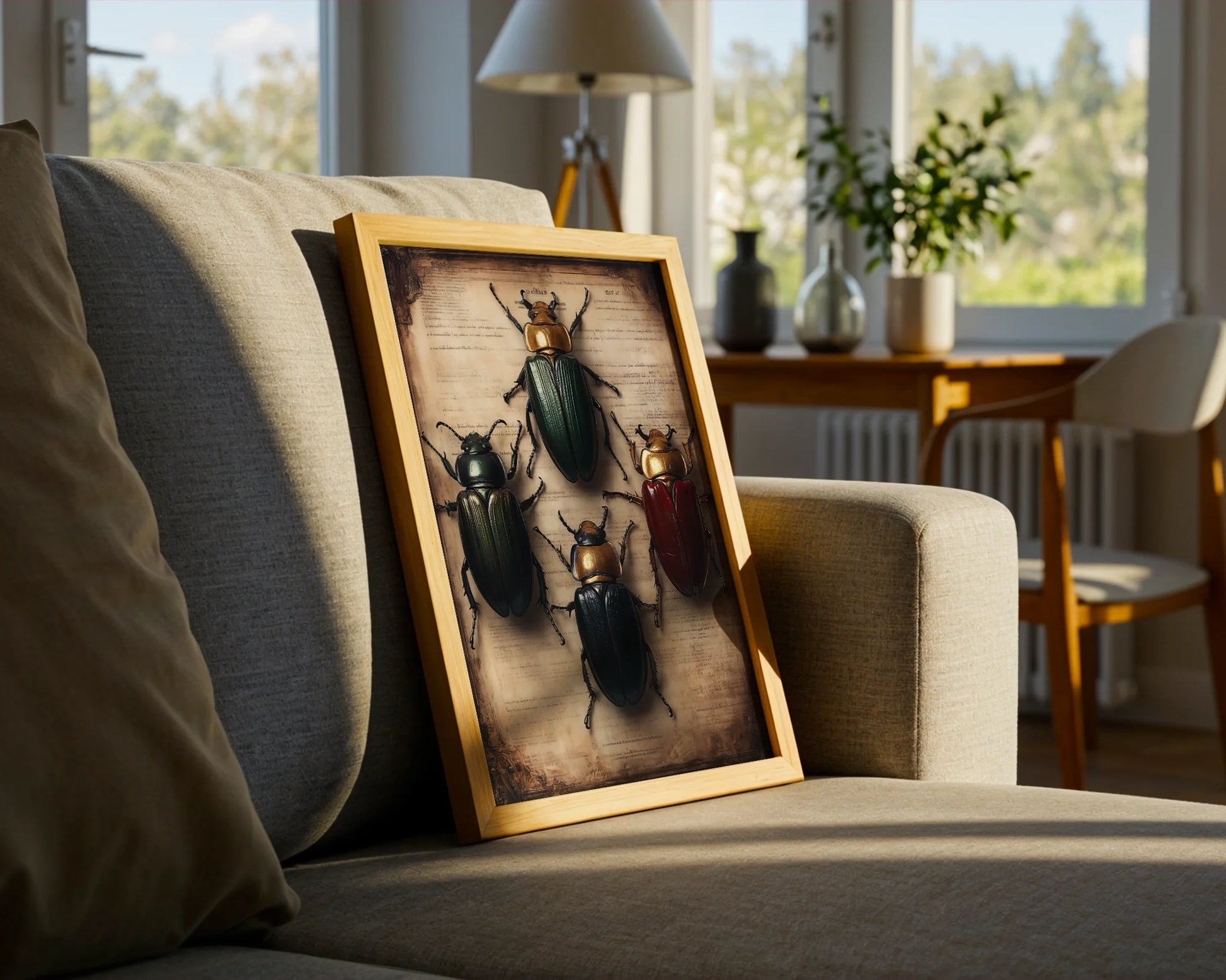 Entomology Art Dark Academia Beetle Manuscript in room