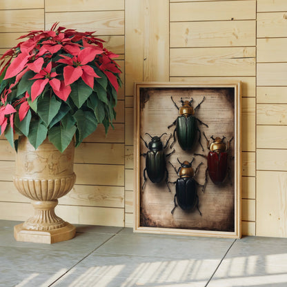 Entomology Art Dark Academia Beetle Manuscript in room