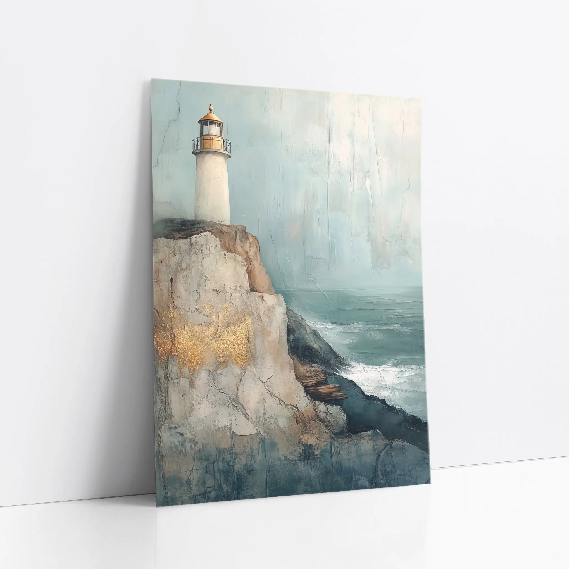 Coastal Lighthouse Storm Cliff Texture art print