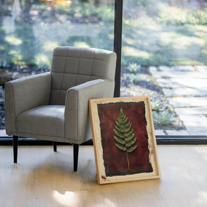 Botanical Fern Specimen Burgundy Dark Academia in room