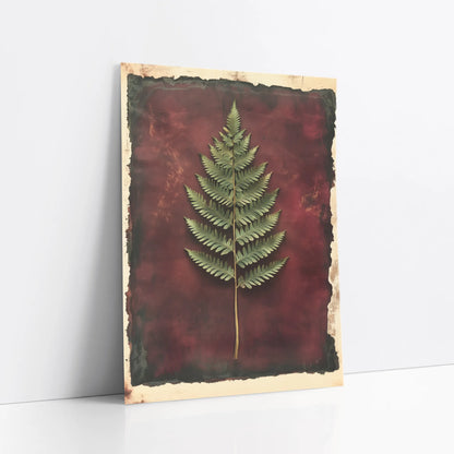 Botanical Fern Specimen Burgundy Dark Academia art print