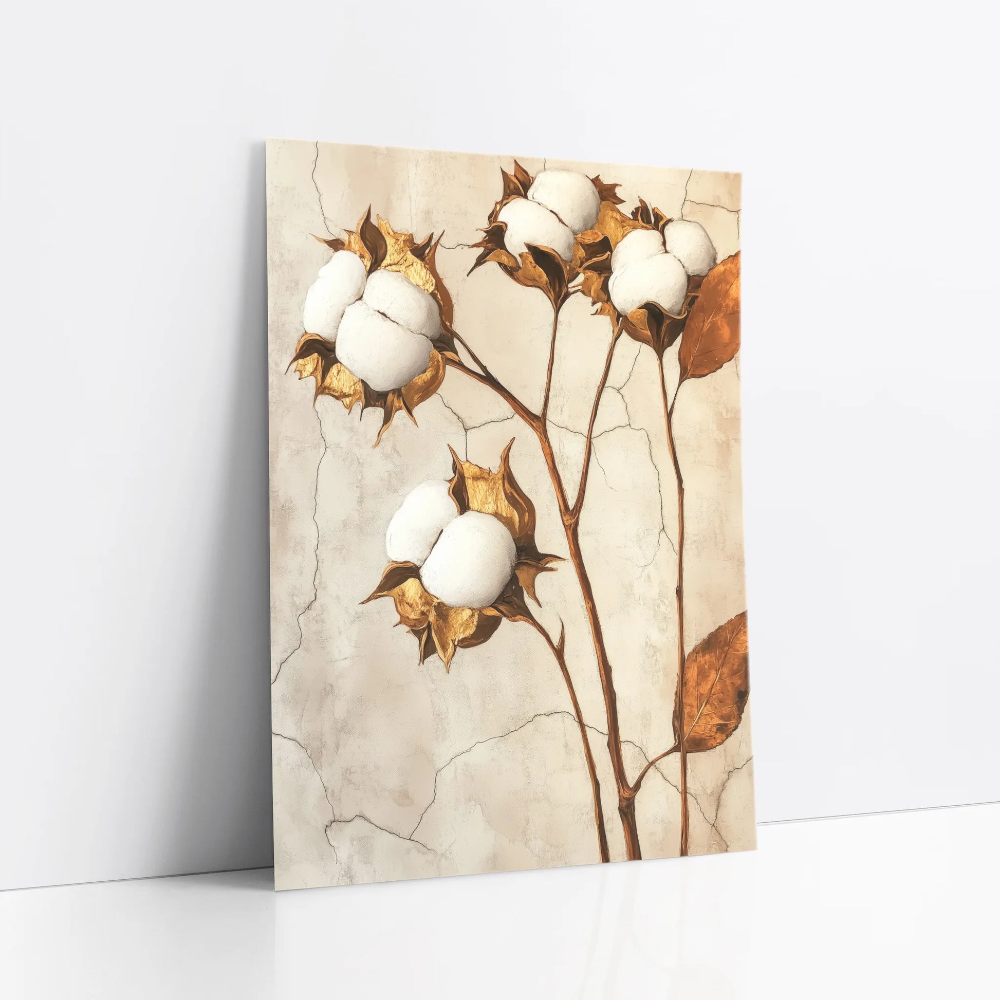 Cotton Boll Botanical Art Golden Decay art print