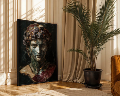Broken Classical Statue Art Gold Veins in room
