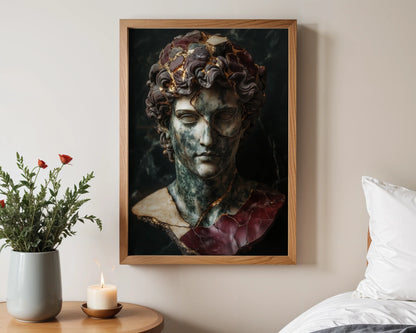 Broken Classical Statue Art Gold Veins in room
