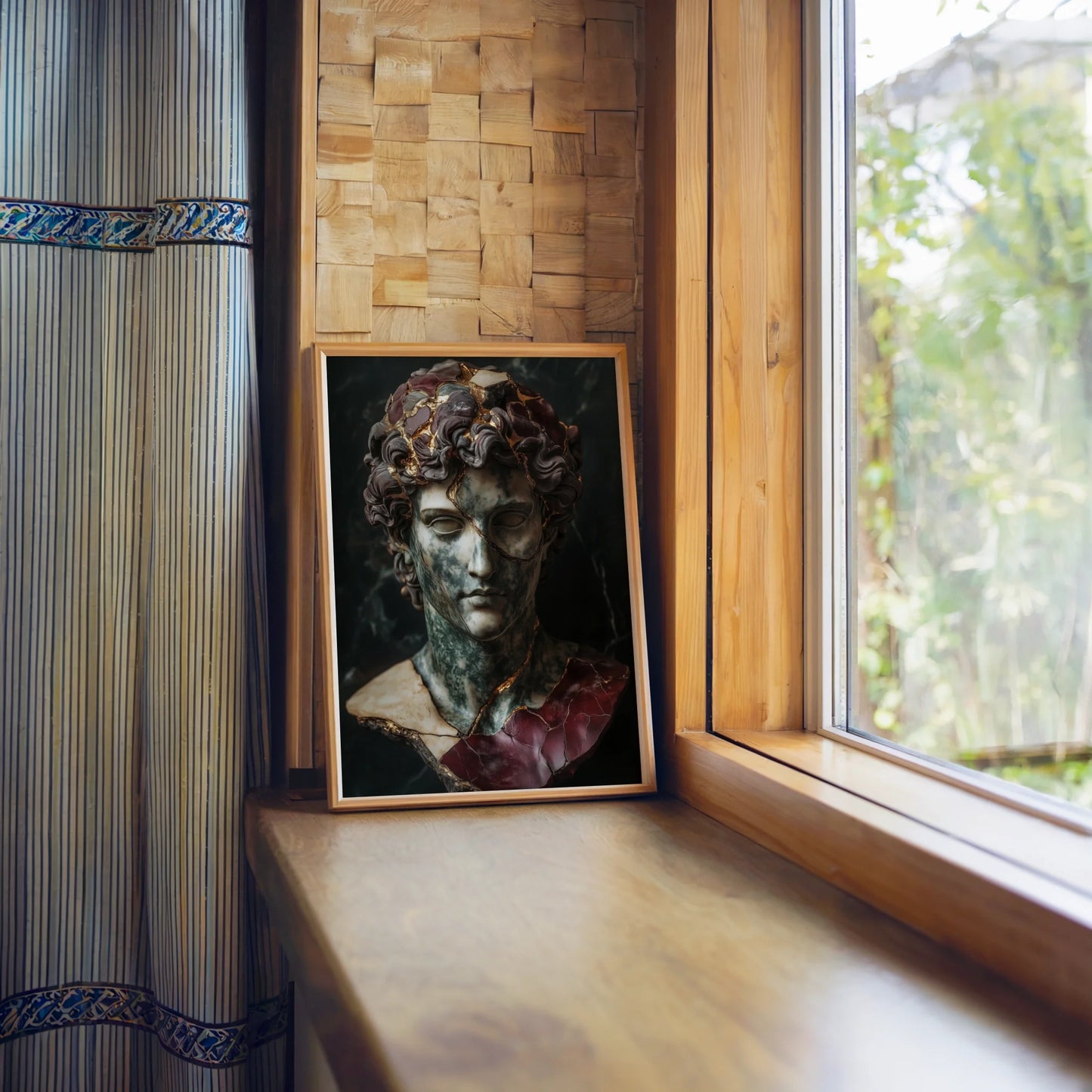 Broken Classical Statue Art Gold Veins in room