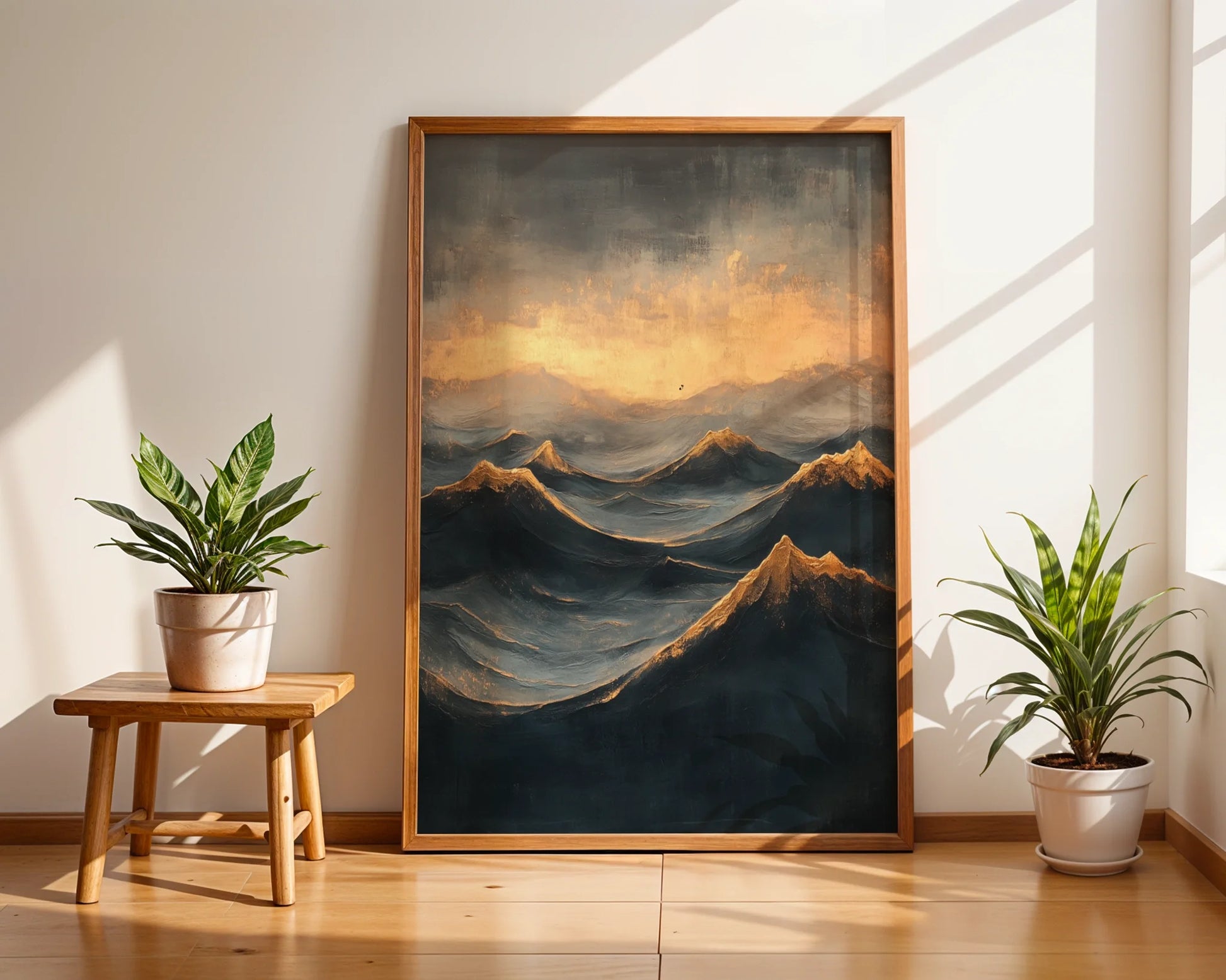 Mountain Landscape Oil Painting Storm Light in room
