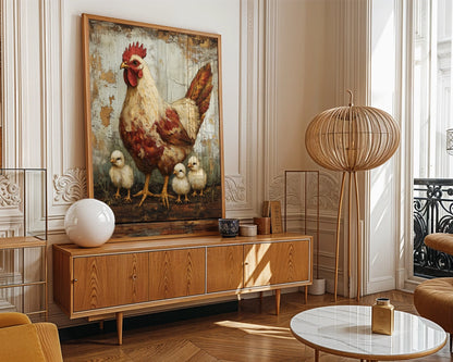 Farmhouse Hen Chicks Protective Mother Wings in room