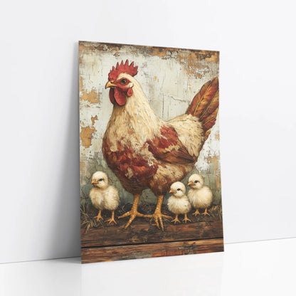 Farmhouse Hen Chicks Protective Mother Wings art print