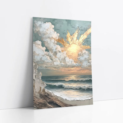 Coastal Storm Painting Textured Sunbeams art print