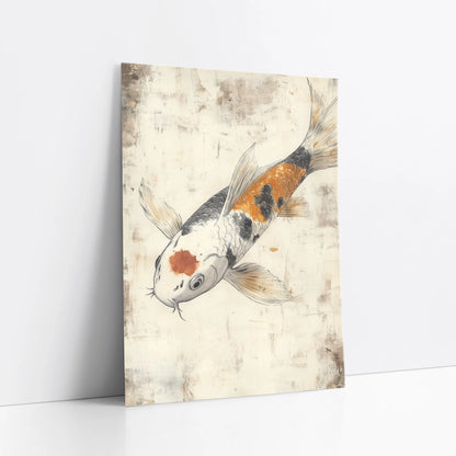 Japanese Koi Painting Orange Scales Storm Waters Art art print
