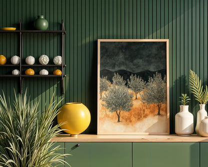 Mediterranean Olive Grove Amber Storm Peaks in room