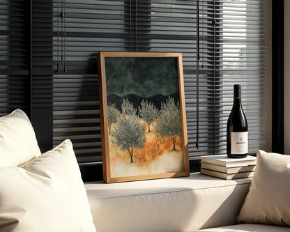 Mediterranean Olive Grove Amber Storm Peaks in room