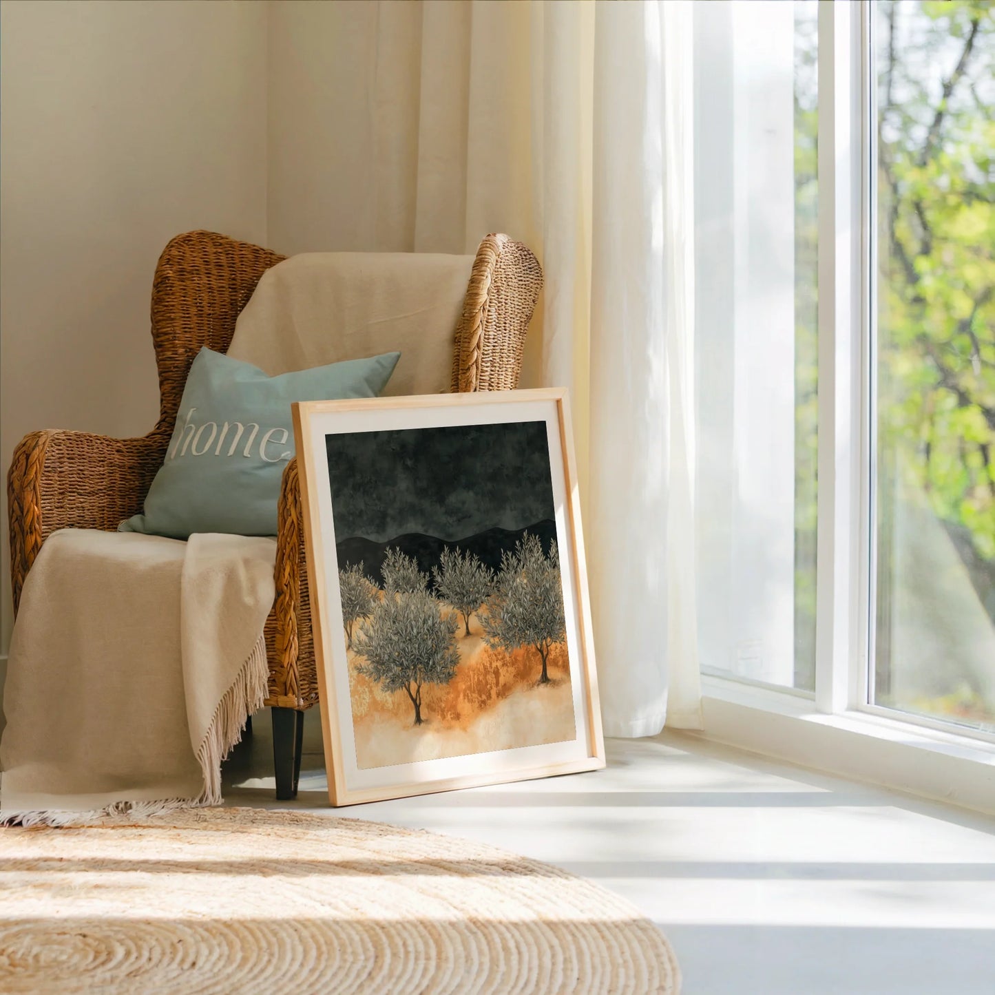 Mediterranean Olive Grove Amber Storm Peaks in room