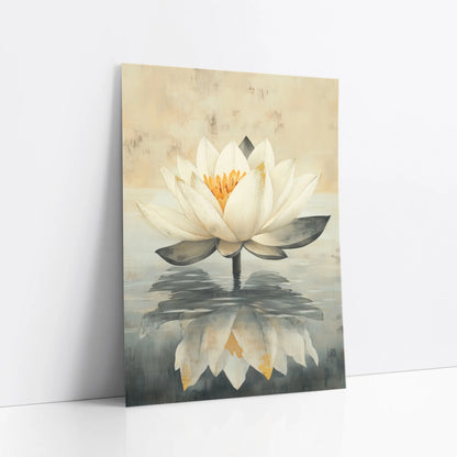 Lotus Painting with Reflection Japandi art print
