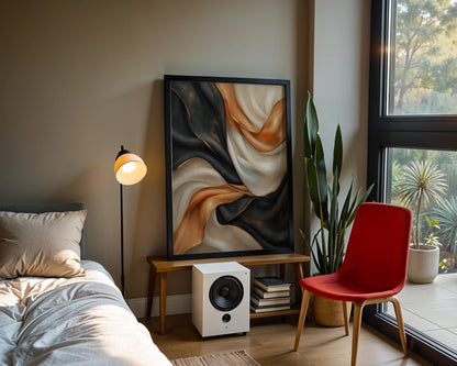 Copper Black Flowing Silk Ribbons Luxury Canvas Wall Art — Industrial chic canvas showcasing fluid metallic streams in motion for modern home decor styling