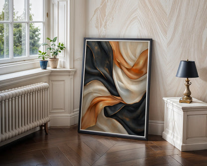 Copper Black Flowing Silk Ribbons Luxury in room