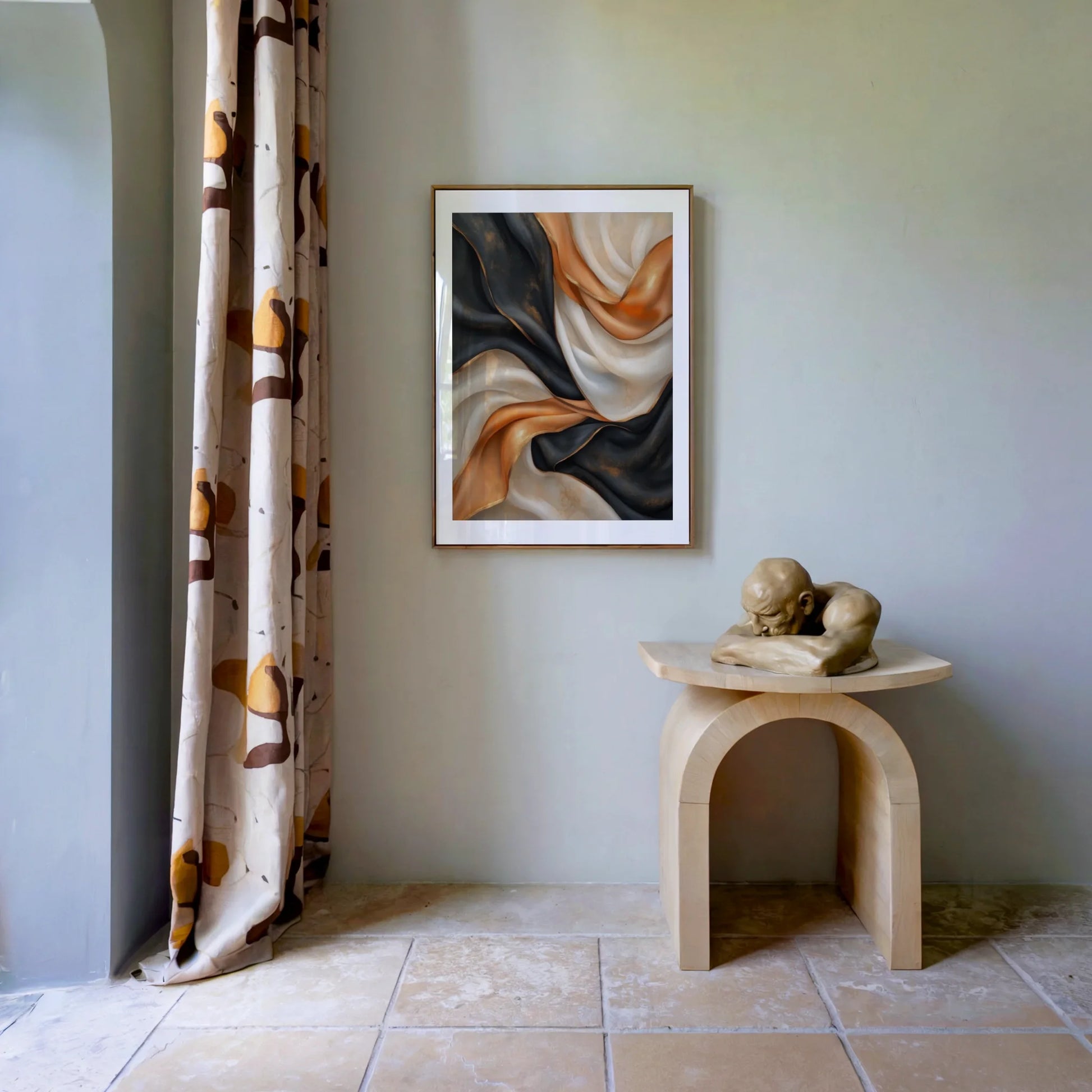 Copper Black Flowing Silk Ribbons Luxury in room