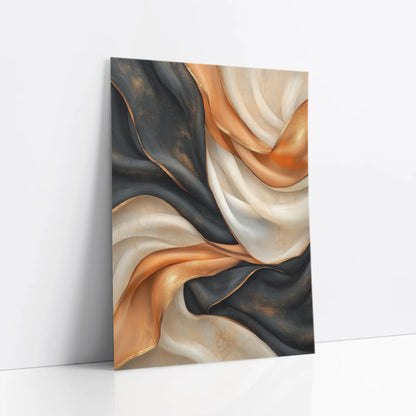 Copper Black Flowing Silk Ribbons Luxury art print