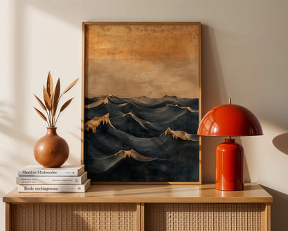 Dramatic Ocean Wave Painting Textured Seascape in room