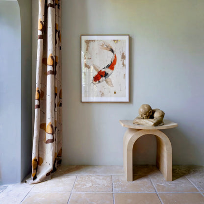 Japanese Koi Art Weathered Parchment Style in room
