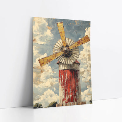 Rustic Windmill Painting Storm Sky Farmhouse art print