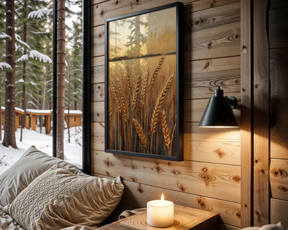 Farmhouse Wheat Field Golden Harvest Print in room
