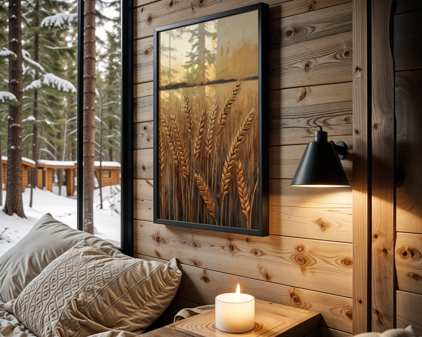 Farmhouse Wheat Field Golden Harvest Print in room