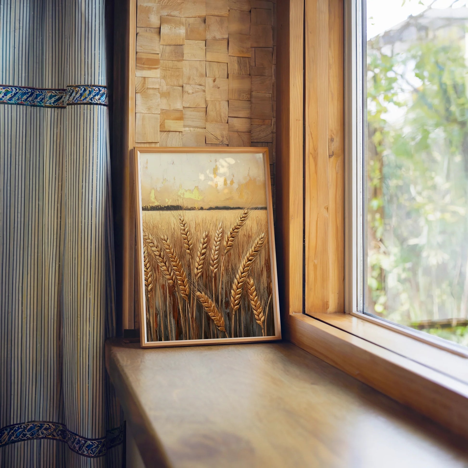 Farmhouse Wheat Field Golden Harvest Print in room