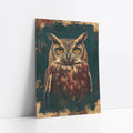 Dark Academia Owl Bronze Patina Amber Eyes art print