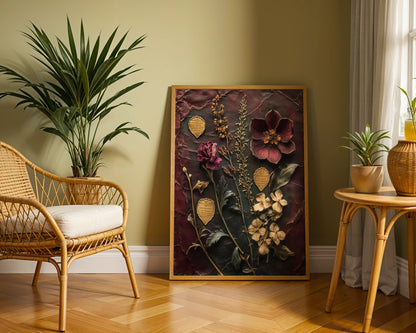 Pressed Flower Herbarium Cracked Amber Glass in room