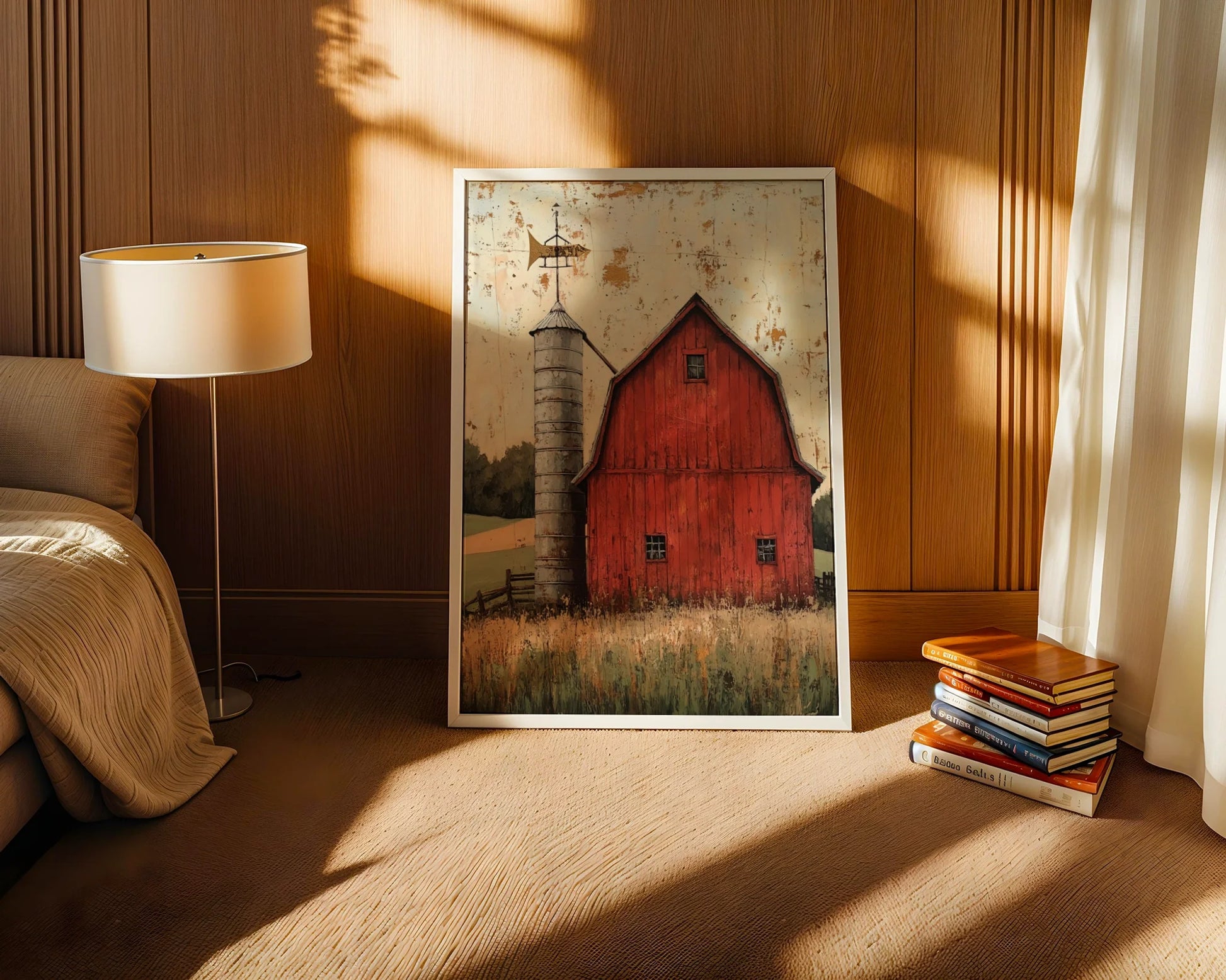 Red Barn Silo Farmhouse Distressed in room