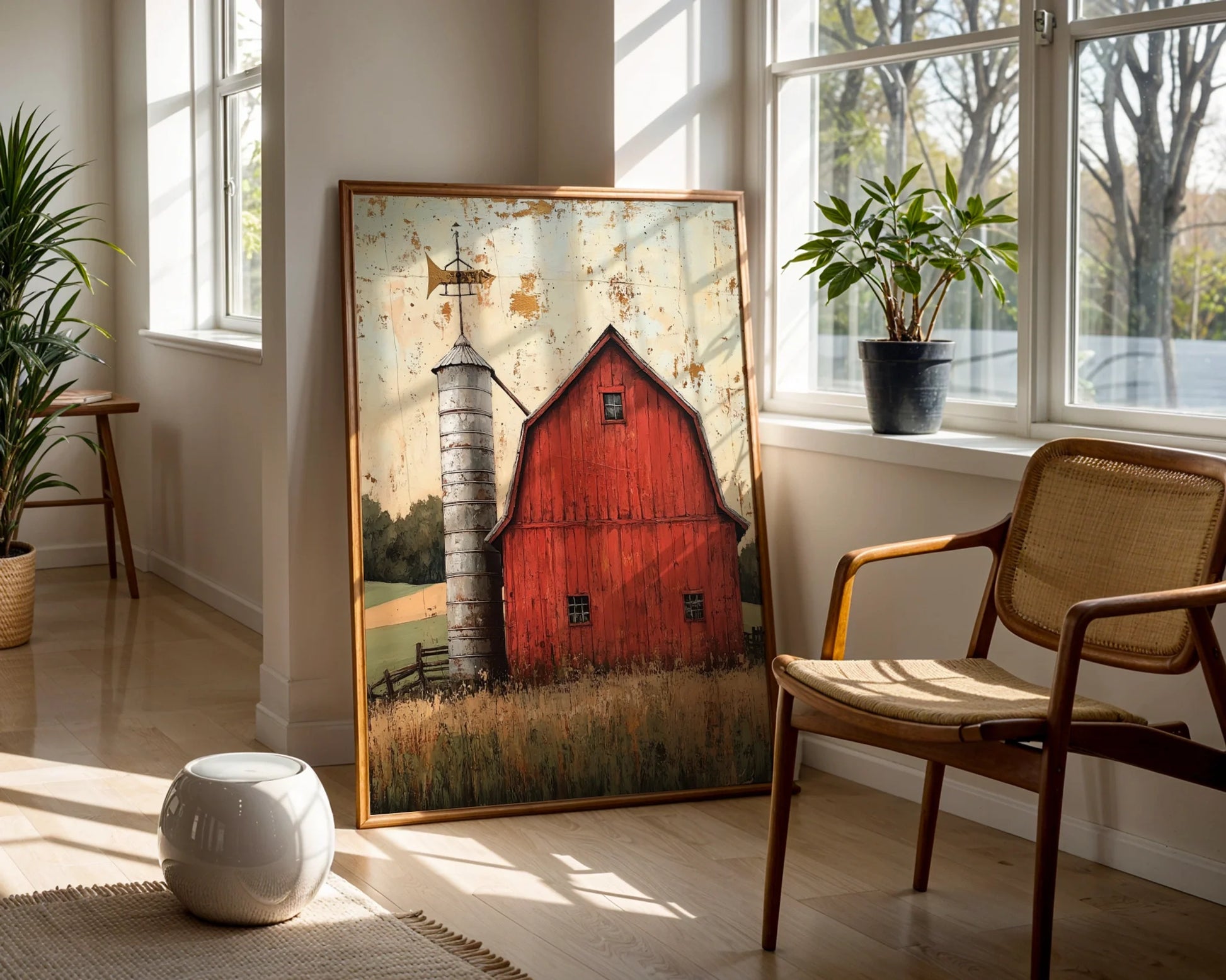 Red Barn Silo Farmhouse Distressed in room