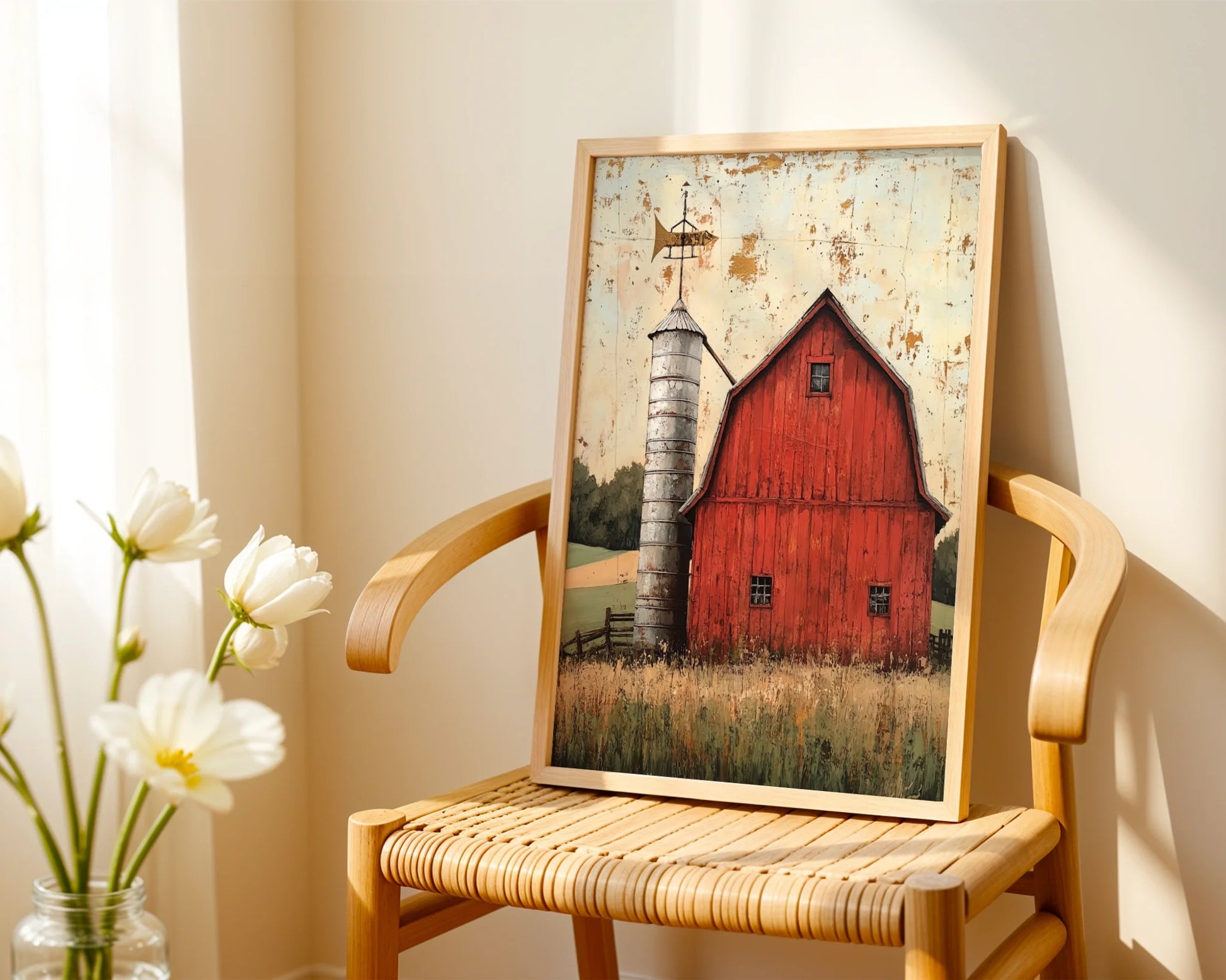 Red Barn Silo Farmhouse Distressed in room