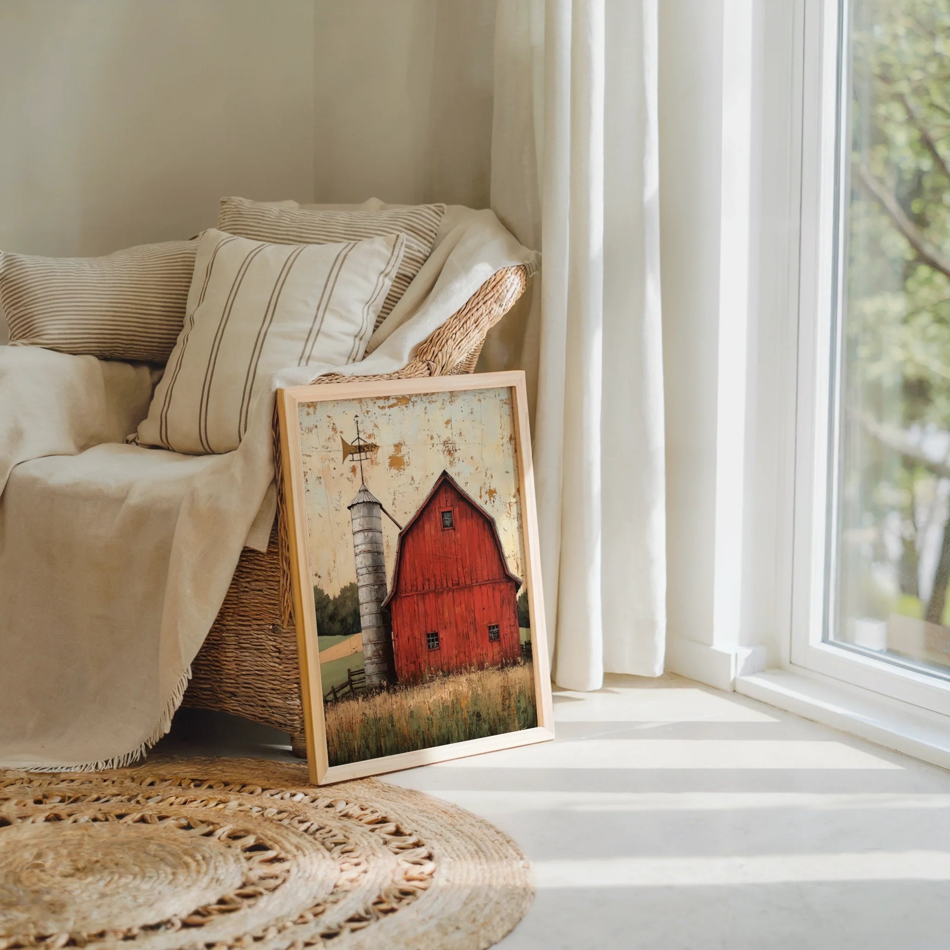 Red Barn Silo Farmhouse Distressed in room